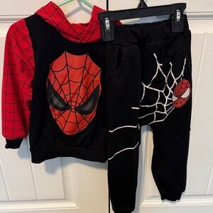 Kids Spider-Themed Red and Black Matching Set